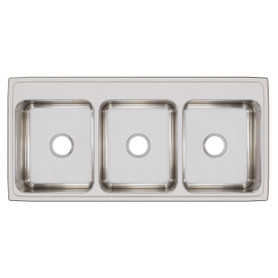 Lustertone Classic Stainless Steel 46" X 22" X 7-5/8", 0-Hole Triple Bowl Drop-In Sink in Lustrous Satin