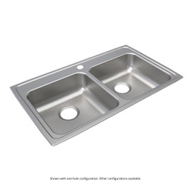 Lustertone Classic Stainless Steel 33" X 19-1/2" X 6-1/2", 0-Hole Equal Double Bowl Drop-In Ada Sink in Lustrous Satin
