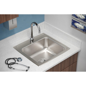 Lustertone Classic Stainless Steel 19-1/2" X 19" X 7-1/2", 0-Hole Single Bowl Drop-In Sink in Lustrous Satin