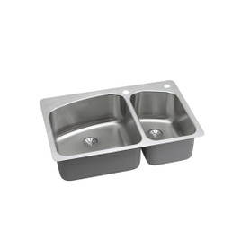 Lustertone Classic, Perfect Drain Lustertone Classic Stainless Steel 33" X 22" X 9", 0-Hole 60/40 Double Bowl Dual Mount Sink With Perfect Drain(R) in Lustrous Satin