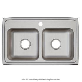 Lustertone Classic Stainless Steel 29" X 18" X 6-1/2", 0-Hole Equal Double Bowl Drop-In Ada Sink in Lustrous Satin