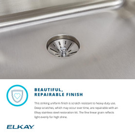 Lustertone Classic, Perfect Drain Lustertone Classic Stainless Steel 15" X 17-1/2" X 6-1/2", 0-Hole Single Bowl Drop-In Ada Sink With Perfect Drain(R) And Quick-Clip in Lustrous Satin