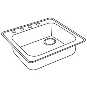 Dayton Stainless Steel 25" X 22" X 5-3/8" 4-Hole Single Bowl Drop-In Sink With Right Drain