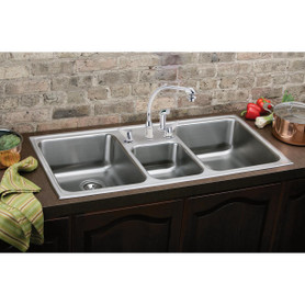 Lustertone Classic Stainless Steel 43" X 22" X 7-7/8", 0-Hole Triple Bowl Drop-In Sink in Lustrous Satin