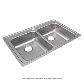 Lustertone Classic Stainless Steel 33" X 21-1/4" X 5-1/2", 0-Hole Equal Double Bowl Drop-In Ada Sink in Lustrous Satin