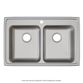 Lustertone Classic Stainless Steel 33" X 21-1/4" X 5-1/2", 0-Hole Equal Double Bowl Drop-In Ada Sink in Lustrous Satin