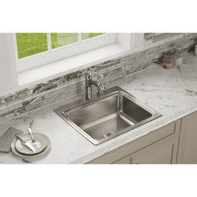 Lustertone Classic Stainless Steel 25" X 22" X 8-1/8", 0-Hole Single Bowl Drop-In Sink in Lustrous Satin