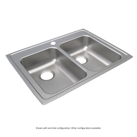 Lustertone Classic Stainless Steel 29" X 22" X 6-1/2", 0-Hole Equal Double Bowl Drop-In Ada Sink in Lustrous Satin
