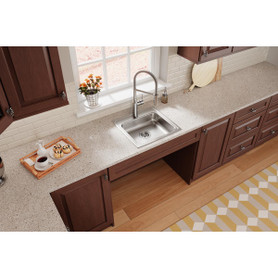 Lustertone Classic Stainless Steel 19-1/2" X 19" X 5", 0-Hole Single Bowl Drop-In Ada Sink in Lustrous Satin