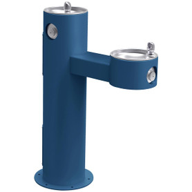 Outdoor Bi-Level Pedestal Fountain Non-Filtered Non-Refrigerated Blue in Blue