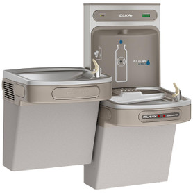 Ezh2O Bottle Filling Station With Bi-Level Ada Cooler Hands Free Activation Filtered Refrigerated Light Gray