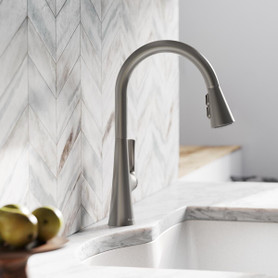 Harmony Single Hole Kitchen Faucet With Pull-Down Spray And Forward Only Lever Handle Lustrous Steel in Lustrous Steel