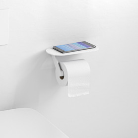 Wallstoris Toilet Paper Holder With Shelf in Matte White