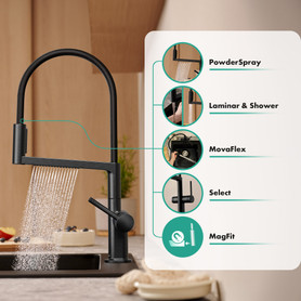 Talis N Semi-Pro Powderspray Kitchen Faucet 1.75 Gpm in Brushed Black Chrome