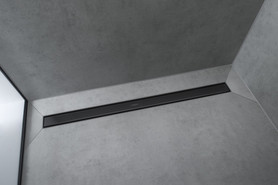Raindrain Match Trim Zero/ Tile 35 1/4" With Height Adjustable Frame in Matte Black