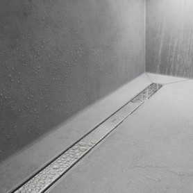 Raindrain Match Trim Zero/ Tile 27 5/8" With Height Adjustable Frame in Brushed Stainless Steel