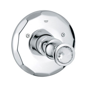 Central Thermostatic Trim with Round Handle in Chrome/Swarovski Crystal