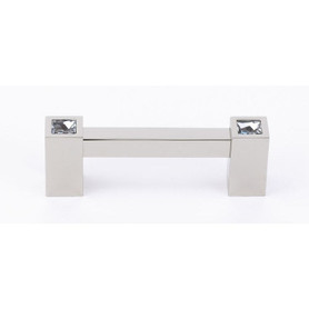 Contemporary Crystal C718-3-PN Crystal Pull Modern in Polished Nickel