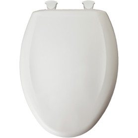 Plastic Elongated Slow-Close Toilet Seat in Euro White