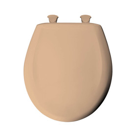 Plastic Round Slow-Close Toilet Seat in Peach Bisque