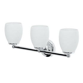3 Light Bathroom Sconce with Frosted Glass Shade in Chrome