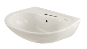 LT241.4G#01 22-7/8-in Wall Mounted Bathroom Sink with 3 Faucet Holes Drilled, Overflow and SanaGloss Ceramic Glaze in Cotton