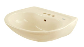 LT241.4G#03 22-7/8-in Wall Mounted Bathroom Sink with 3 Faucet Holes Drilled, Overflow and SanaGloss Ceramic Glaze in Bone
