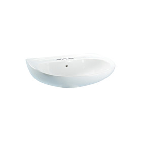 Toto LT242.4G#11 26-in Wall Mounted Bathroom Sink with 3 Faucet Holes Drilled, Overflow and SanaGloss Ceramic Glaze in Colonial White