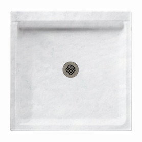 32.375-in D x 32.375-in W x 5.5-in H Solid Surface Shower Base in Ice