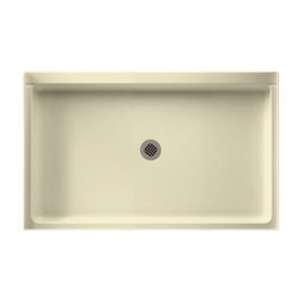 34.188-in D x 54.375-in W x 5.5-in H Solid Surface Shower Base in Bone