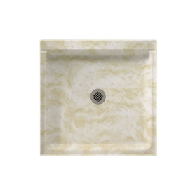 42.375-in D x 42.188-in W x 5.5-in H Solid Surface Shower Base in Cloud White