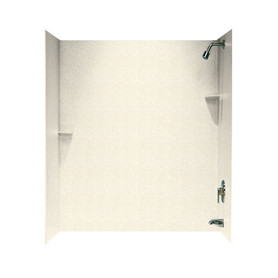 30-in D x 60-in W x 72-in H Solid Surface Bathtub Wall Kit in Pebble