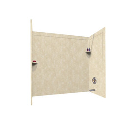 32-in D x 60-in W x 60-in H Solid Surface Bathtub Wall Kit in Cloud Bone