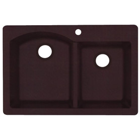 QZDB-3322-170 33-in D x 22-in W x 9.5-in H Granite Dual Mount Double Bowl Kitchen Sink with 1-Hole in Espresso