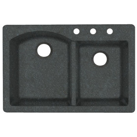 QZ03322DB.077-3 33-in D x 22-in W x 9.5-in H Granite Dual Mount Double Bowl Kitchen Sink with 3-Hole in Nero