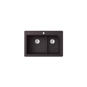 33-in D x 22-in W x 9.5-in H Granite Dual Mount Double Bowl Kitchen Sink with 1-Hole in Nero