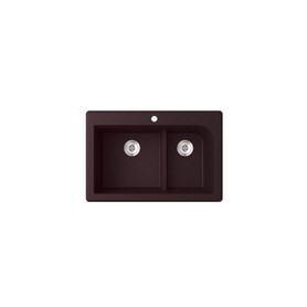 33-in D x 22-in W x 9.5-in H Granite Dual Mount Double Bowl Kitchen Sink with 1-Hole in Espresso
