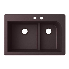 QZ03322LD.170-2C 33-in D x 22-in W x 9.5-in H Granite Dual Mount Double Bowl Kitchen Sink with 2-Hole in Espresso