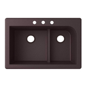 QZ03322LD.170-3B 33-in D x 22-in W x 9.5-in H Granite Dual Mount Double Bowl Kitchen Sink with 3-Hole in Espresso
