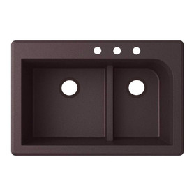QZ03322LD.170-3C 33-in D x 22-in W x 9.5-in H Granite Dual Mount Double Bowl Kitchen Sink with 3-Hole in Espresso