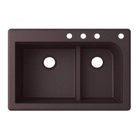 33-in D x 22-in W x 9.5-in H Granite Dual Mount Double Bowl Kitchen Sink with 4-Hole in Espresso