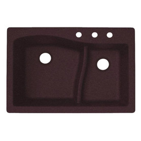 33-in D x 22-in W x 5.625-in H Granite Dual Mount Double Bowl Kitchen Sink with 3-Hole in Espresso