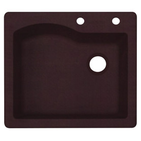 25-in D x 22-in W x 9.5-in H Granite Dual Mount Single Bowl Kitchen Sink with 2-Hole in Espresso