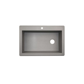 25-in D x 22-in W x 9.5-in H Granite Dual Mount Single Bowl Kitchen Sink with 1-Hole in Metallico