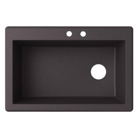 33-in W x 22-in D x 9.5-in H Granite Dual Mount Single Bowl Kitchen Sink with 2-Hole in Nero