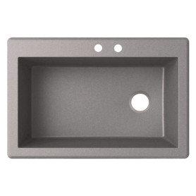 33-in W x 22-in D x 9.5-in H Granite Dual Mount Single Bowl Kitchen Sink with 2-Hole in Metallico