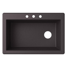 33-in W x 22-in D x 9.5-in H Granite Dual Mount Single Bowl Kitchen Sink with 3-Hole in Nero