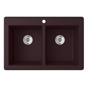 33-in D x 22-in W x 9.563-in H Granite Dual Mount Double Bowl Kitchen Sink with 1-Hole in Espresso