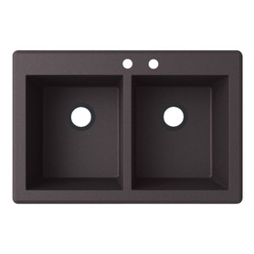 33-in D x 22-in W x 9.563-in H Granite Dual Mount Double Bowl Kitchen Sink with 2-Hole in Nero