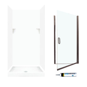 SSP3636010-M34570BC 72-in x 36-in x 36-in 5-Piece Alcove Shower Kit in White